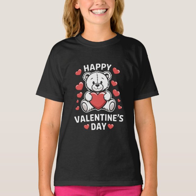 Happy Valentine's Day Bear Vday T-Shirt (Vorderseite)
