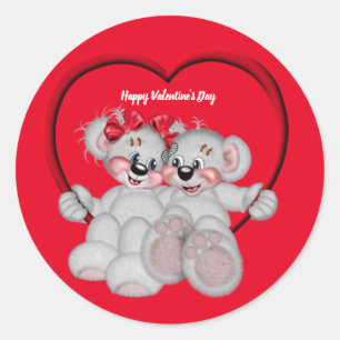 Happy Valentine's Day Bears Klassischer Rundaufkle Runder Aufkleber