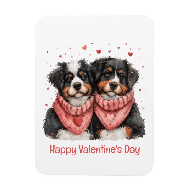 Happy Valentines Day Berner Hunde Magnet (Vertikal)