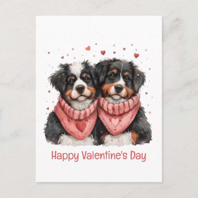 Happy Valentines Day Berner Hunde Postkarte (Vorderseite)
