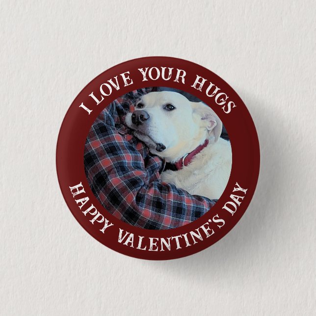 Happy Valentine's Day Best Daddy Niedlich Hund Fot Button (Vorderseite)