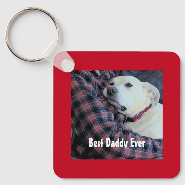 Happy Valentine's Day Best Daddy Niedlich Hund Fot Schlüsselanhänger (Vorderseite)