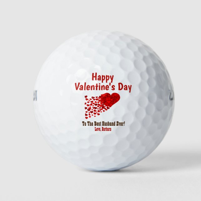 Happy Valentines Day Best Husband Ever Red Hearts Golfball (Vorderseite)