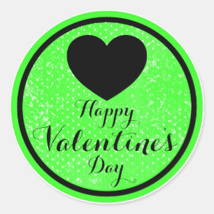 Happy Valentines Day Black Green Aufkleber Etikett