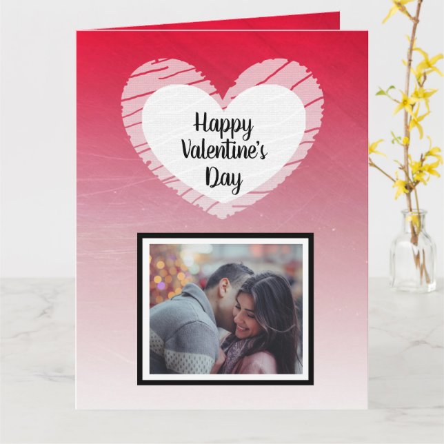 Happy Valentine's Day Black Ombre Fotokarte Karte (Gelbe Blume)