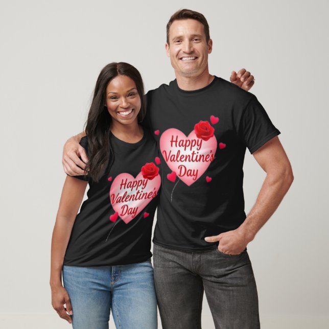 Happy Valentine's Day Black T-Shirt (Unisex)