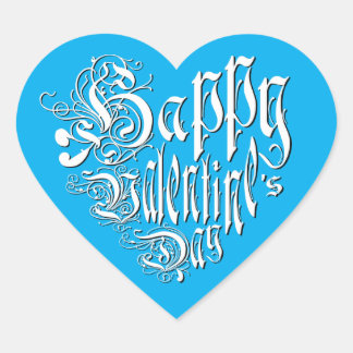Happy Valentine's Day blau whimsical romantic Herz-Aufkleber