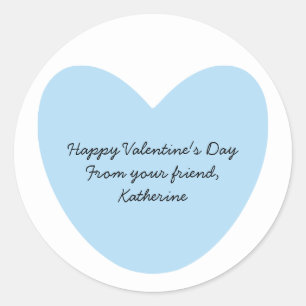 Happy Valentine's Day Blue Herz Kinder Klassenzimm Runder Aufkleber