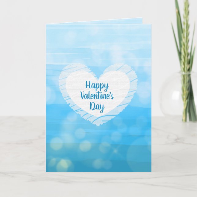 Happy Valentine's Day Blue Ombre Karte (Vorderseite)