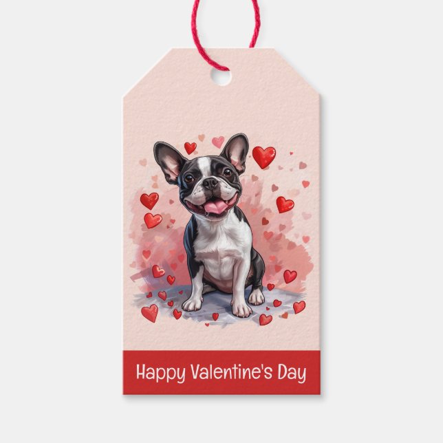 Happy Valentines Day Boston Terrier Dog Geschenkanhänger (Vorderseite)
