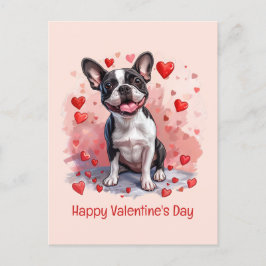 Happy Valentines Day Boston Terrier Dog Postkarte
