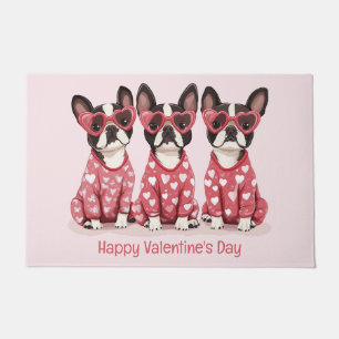 Happy Valentines Day Boston Terrier Dogs Fußmatte