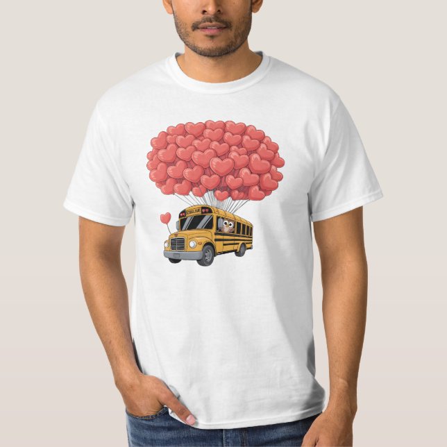 Happy Valentine's Day Bus with Owl T-Shirt (Vorderseite)