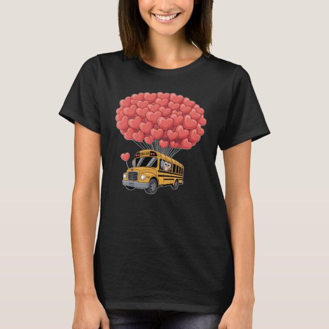 Happy Valentine's Day Bus with Owl T-Shirt (Vorderseite)