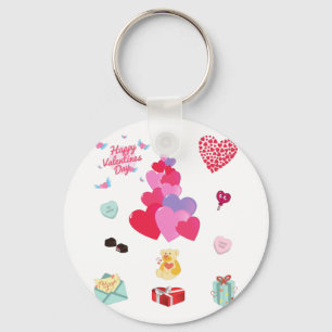 Happy Valentine's Day Button Schlüsselanhänger. Schlüsselanhänger