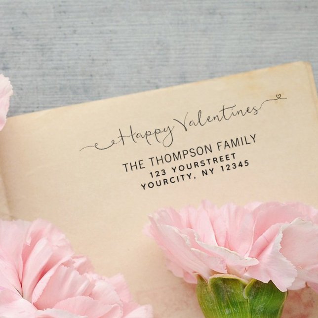 Happy Valentines Day Calligrafy Rücksendeadresse Permastempel (Von Creator hochgeladen)