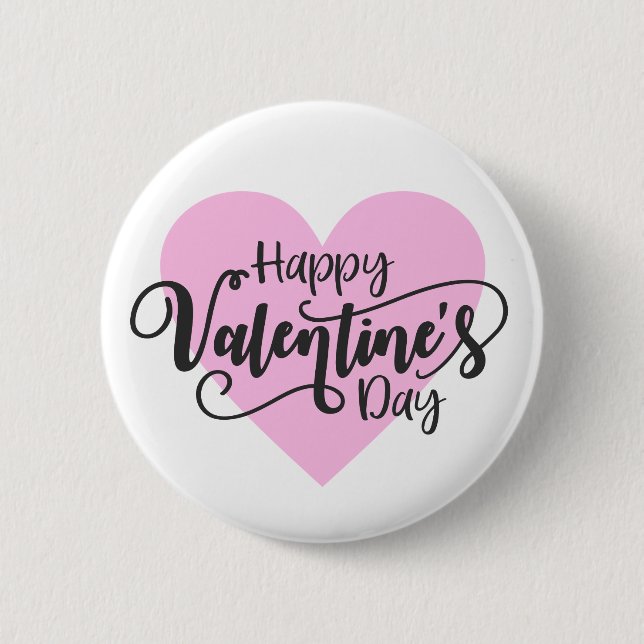 Happy Valentine's Day Calligraphy | Schaltfläche B Button (Vorderseite)