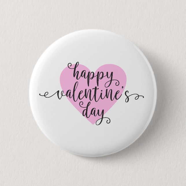 Happy Valentine's Day Calligraphy | Schaltfläche B Button (Vorderseite)