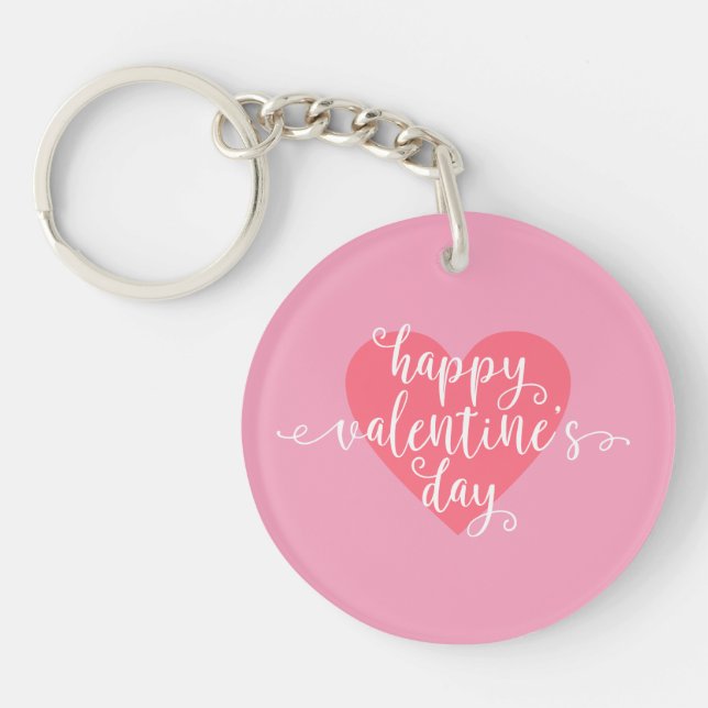Happy Valentine's Day Calligraphy | SCHLÜSSELANHÄN Schlüsselanhänger (Vorderseite)