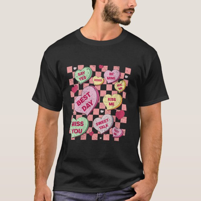 Happy Valentines Day Candy Conversation Herz Niedl T-Shirt (Vorderseite)
