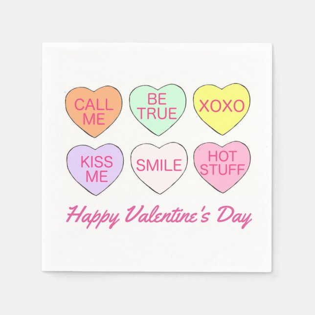 Happy Valentine's Day Candy Conversation Hört Serviette (Vorderseite)