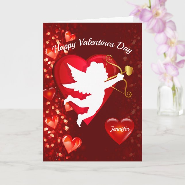 Happy Valentine's Day Card Personalize Name Karte (Orchidee)