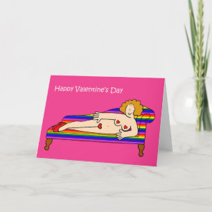 Happy Valentine's Day Cartoon Lesbian Lady Karte