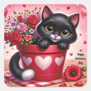 Happy Valentine's Day Cat Aufkleber
