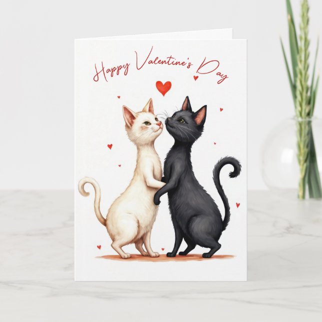 Happy Valentine's Day Cats Dancing Karte (Vorderseite)