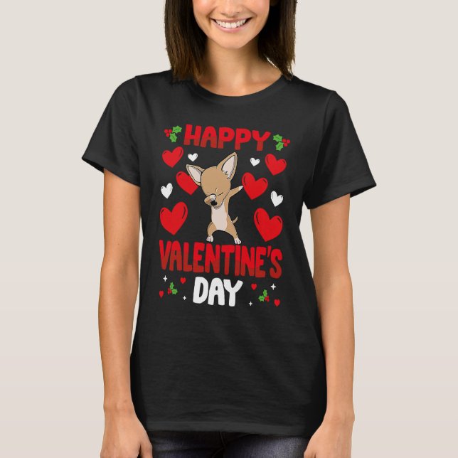 Happy Valentines Day Chihuahua Heart Love Animal T-Shirt (Vorderseite)