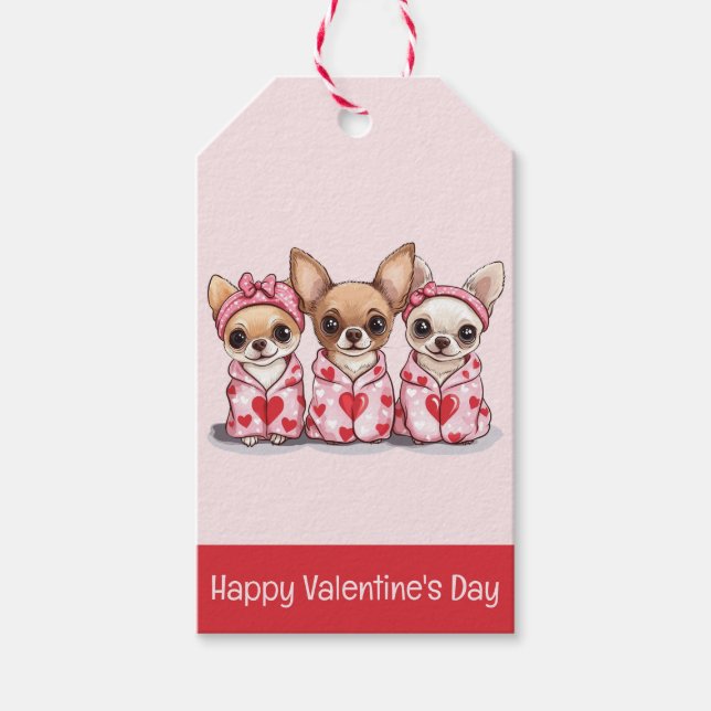 Happy Valentines Day Chihuahua Hunde Geschenkanhänger (Vorderseite)