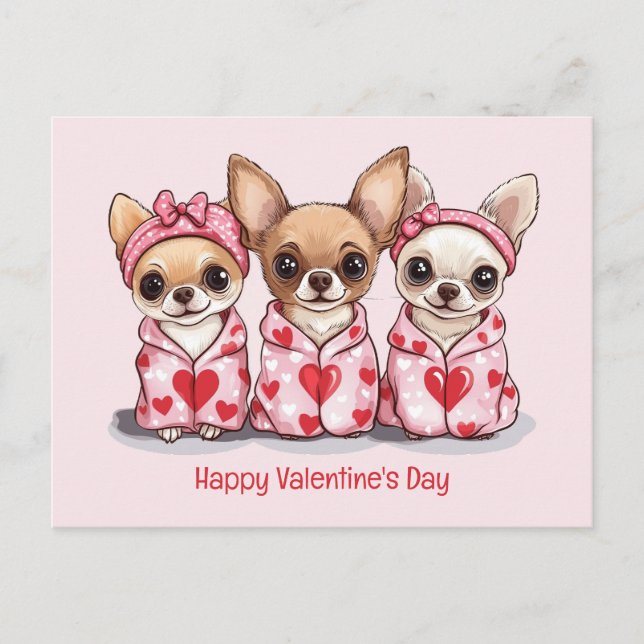 Happy Valentines Day Chihuahua Hunde Postkarte (Vorderseite)
