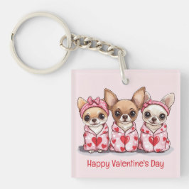 Happy Valentines Day Chihuahua Hunde Schlüsselanhänger