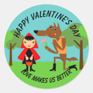 Happy Valentine's Day Children Runder Aufkleber