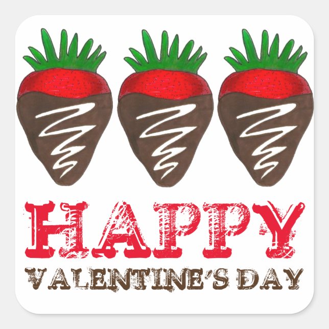 Happy Valentine's Day Chocolate Strawberry Sticker (Vorderseite)