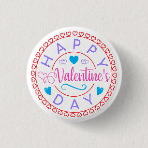 Happy Valentine's Day Circle Design-87128 Button