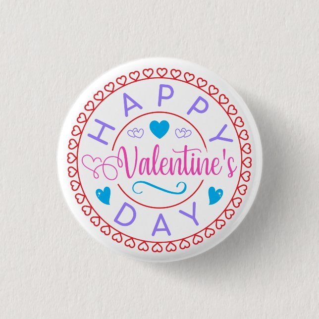Happy Valentine's Day Circle Design-87128 Button (Vorderseite)