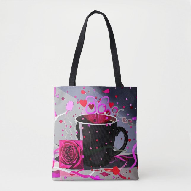 Happy Valentines Day Coffee and Confetti  Tasche (Vorderseite)
