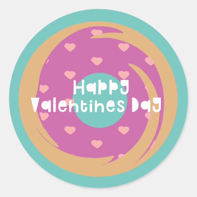 Happy Valentines Day Confetti Herz Marmor Donut Runder Aufkleber (Vorderseite)