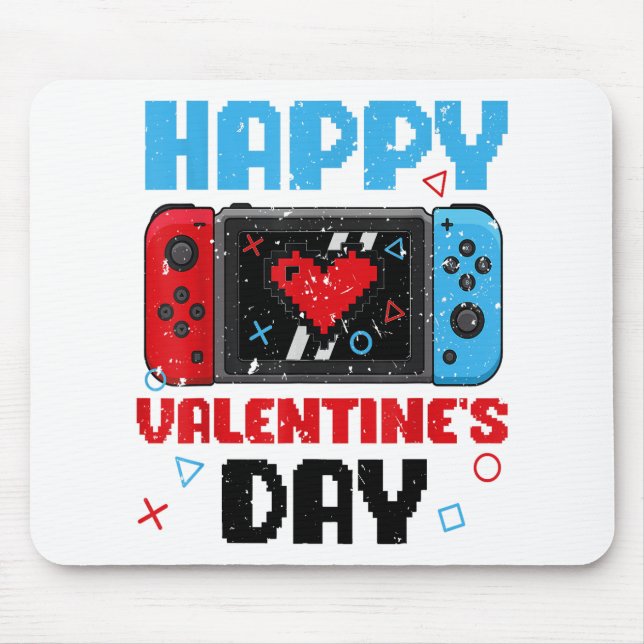 Happy Valentines Day Controller Video Game Heart B Mousepad (Vorne)