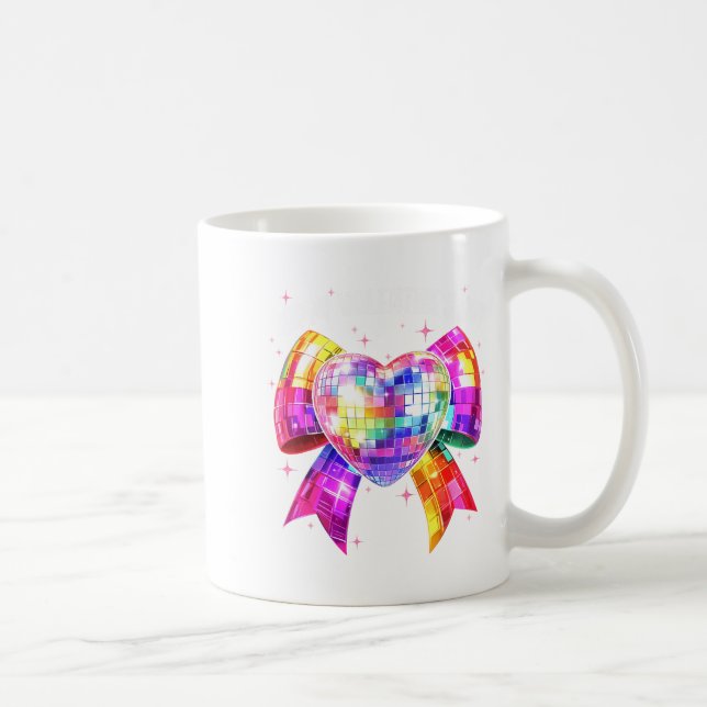 Happy Valentine's Day Coquette Disco Ball Heart Gi Kaffeetasse (Rechts)