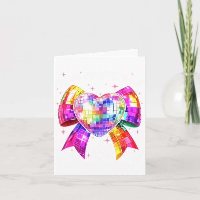 Happy Valentine's Day Coquette Disco Ball Heart Gi Karte (Vorderseite)