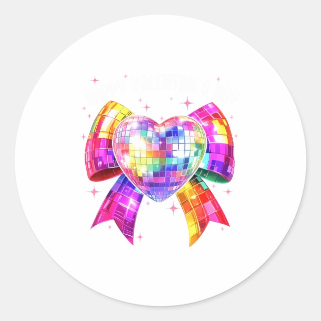 Happy Valentine's Day Coquette Disco Ball Heart Gi Runder Aufkleber (Vorderseite)