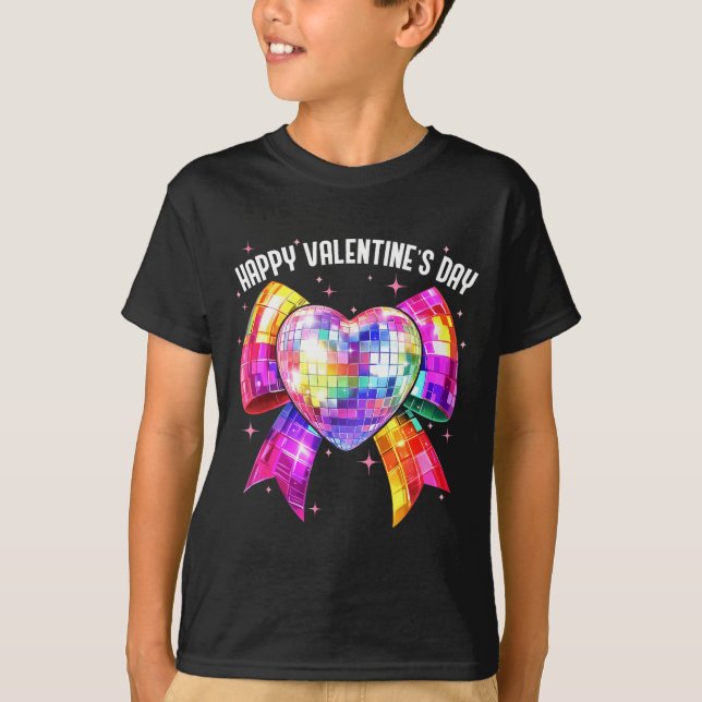 Happy Valentine's Day Coquette Disco Ball Heart Gi T-Shirt (Vorderseite)