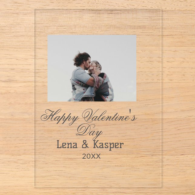 Happy Valentine's day couple photo modern simple t Acryleinladungen (Vorderseite)