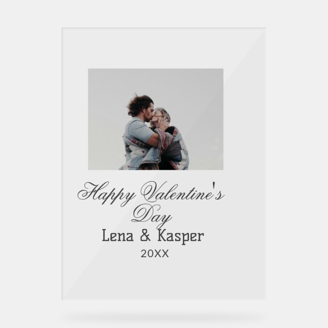 Happy Valentine's day couple photo modern simple t Acrylschild (Vorderseite)