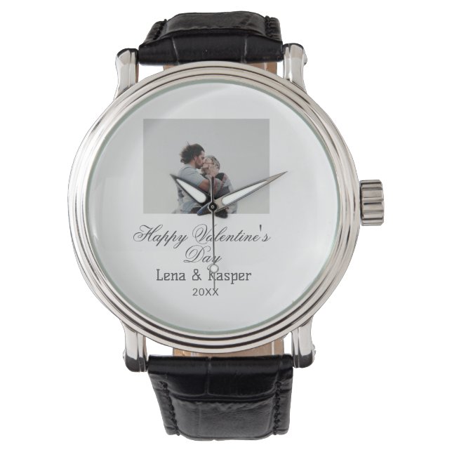 Happy Valentine's day couple photo modern simple t Armbanduhr (Vorderseite)