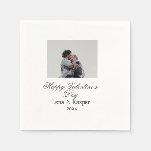 Happy Valentine's day couple photo modern simple t Serviette (Vorderseite)