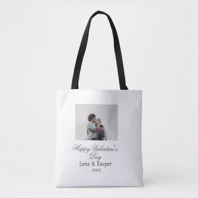 Happy Valentine's day couple photo modern simple t Tasche (Vorderseite)