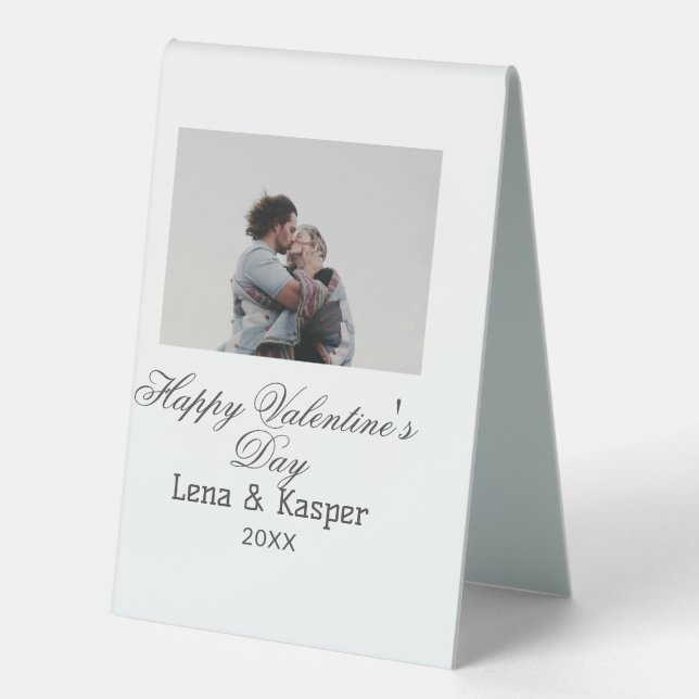 Happy Valentine's day couple photo modern simple t Tischaufsteller (Vorderseite)